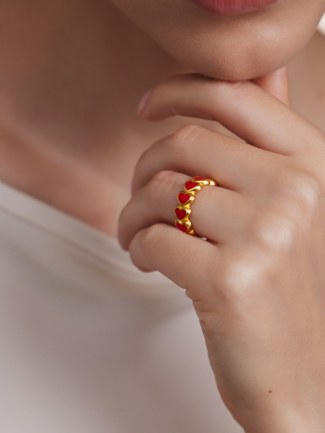 Endless Heart Enamel Ring