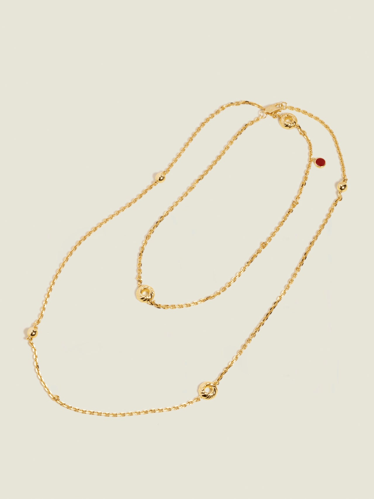 Golden Mosaic Enamel Charm Long Necklace