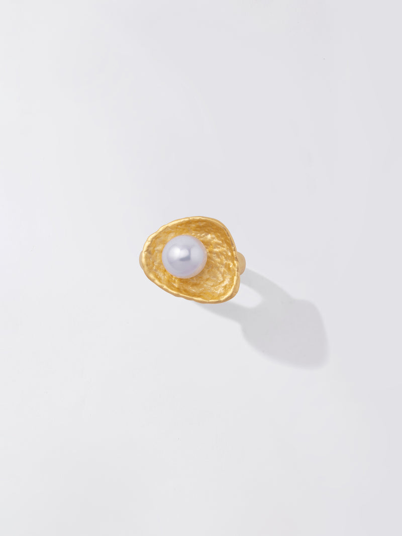 「CLASSIC」Gold Textured Biwa Pearl Ring