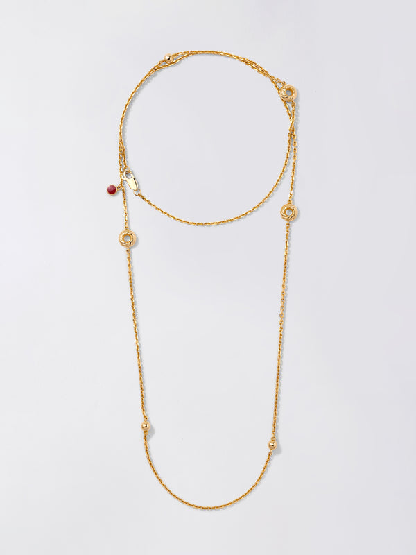 「CLASSIC」Golden Mosaic Enamel Charm Long Necklace