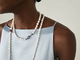 「CLASSIC」51" LONG PEARL NECKLACE — BLACKENED SILVER CLASP