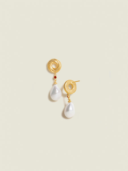 ピアス Pearl Drop One Touch Earrings #9136 Organic_Pearl_Drop_Huggie_Earr